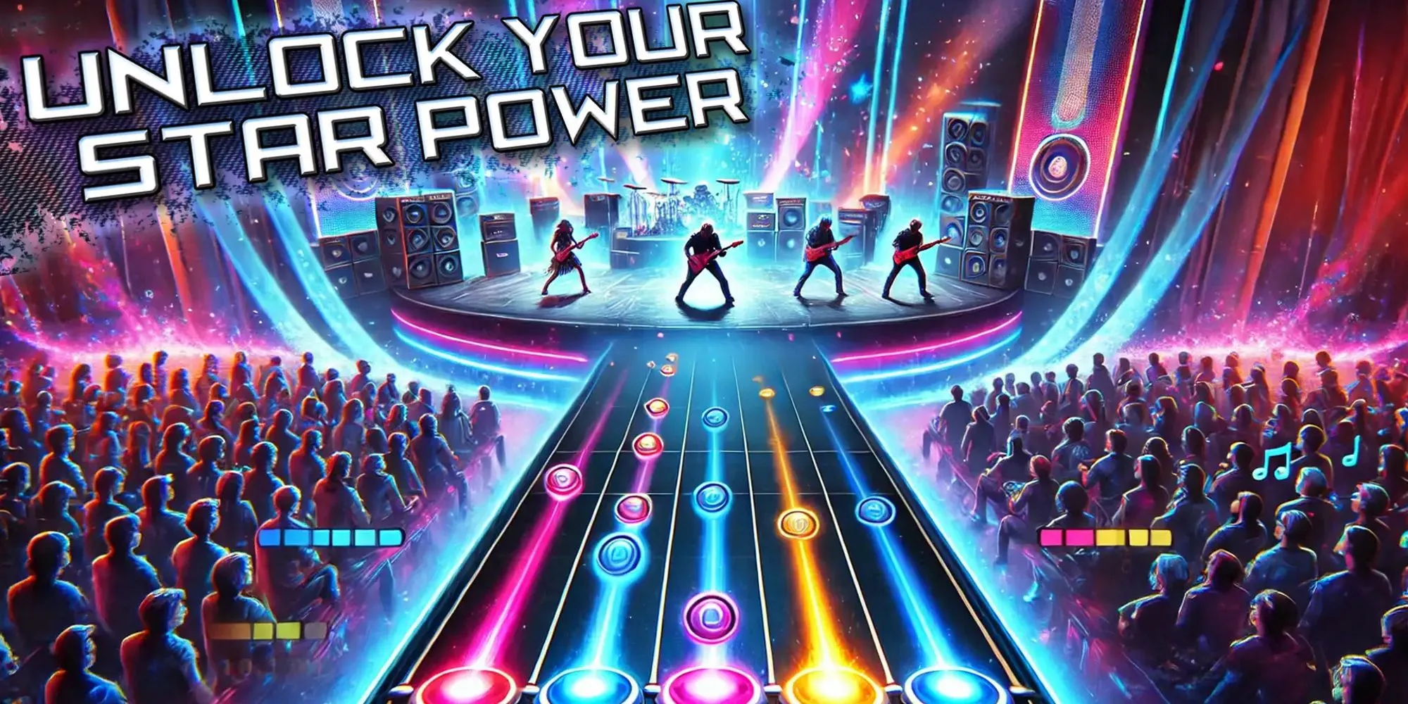 Mô hình quảng cáo cửa hàng ứng dụng giả mạo cho Guitar Hero Mobile do AI tạo ra